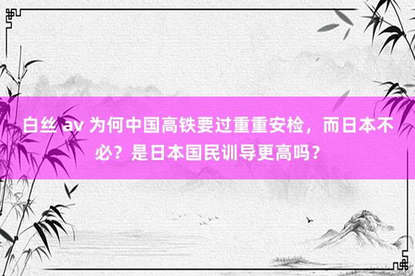 白丝 av 为何中国高铁要过重重安检，而日本不必？是日本国民训导更高吗？