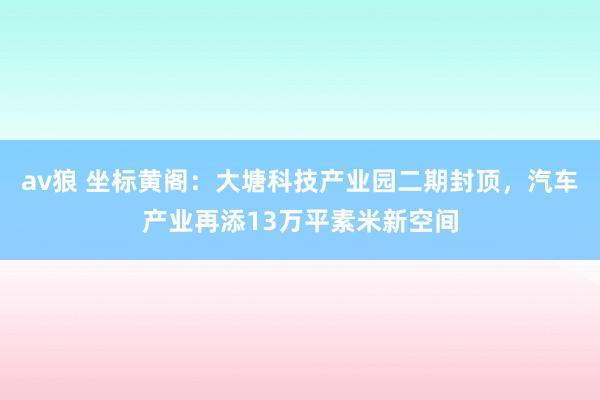 av狼 坐标黄阁：大塘科技产业园二期封顶，汽车产业再添13万平素米新空间