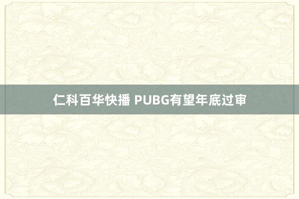 仁科百华快播 PUBG有望年底过审