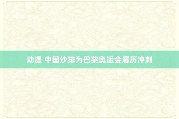 动漫 中国沙排为巴黎奥运会履历冲刺