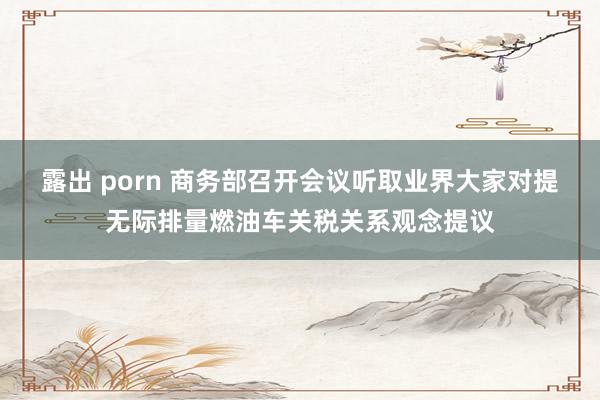 露出 porn 商务部召开会议听取业界大家对提无际排量燃油车关税关系观念提议