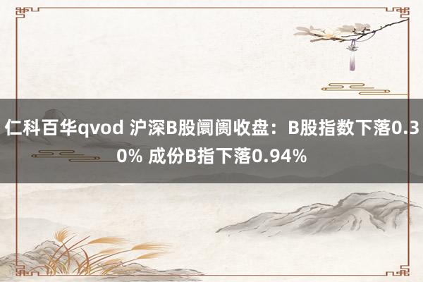 仁科百华qvod 沪深B股阛阓收盘：B股指数下落0.30% 成份B指下落0.94%