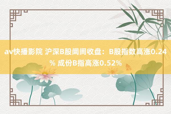 av快播影院 沪深B股阛阓收盘：B股指数高涨0.24% 成份B指高涨0.52%