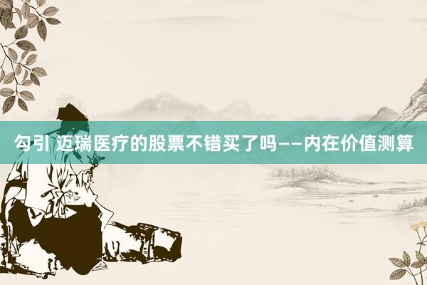 勾引 迈瑞医疗的股票不错买了吗——内在价值测算