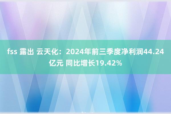 fss 露出 云天化：2024年前三季度净利润44.24亿元 同比增长19.42%