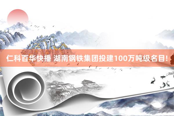 仁科百华快播 湖南钢铁集团投建100万吨级名目!