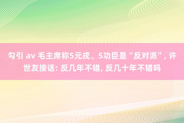 勾引 av 毛主席称5元戎、5功臣是“反对派”， 许世友接话: 反几年不错， 反几十年不错吗