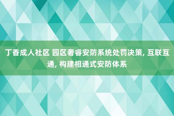 丁香成人社区 园区奢睿安防系统处罚决策， 互联互通， 构建相通式安防体系