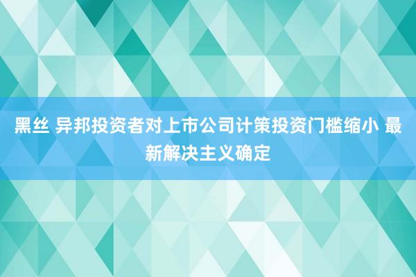 黑丝 异邦投资者对上市公司计策投资门槛缩小 最新解决主义确定