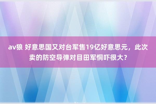 av狼 好意思国又对台军售19亿好意思元，此次卖的防空导弹对目田军恫吓很大？