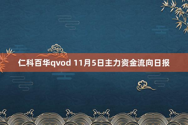 仁科百华qvod 11月5日主力资金流向日报