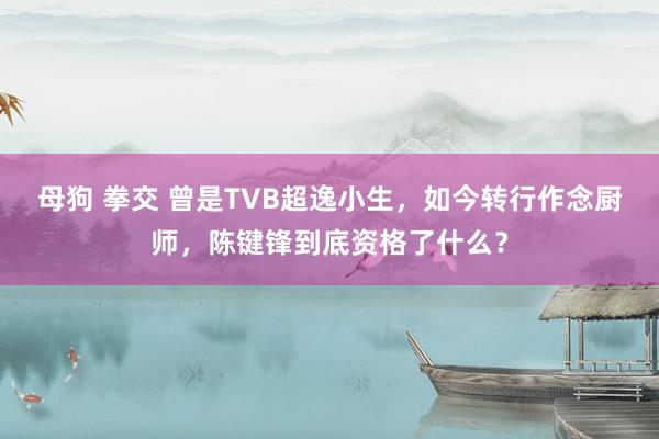 母狗 拳交 曾是TVB超逸小生，如今转行作念厨师，陈键锋到底资格了什么？