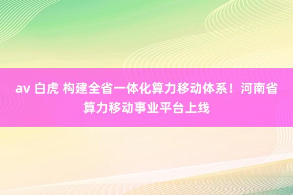 av 白虎 构建全省一体化算力移动体系！河南省算力移动事业平台上线