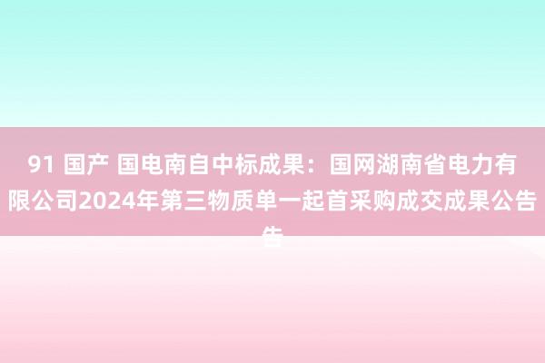 91 国产 国电南自中标成果：国网湖南省电力有限公司2024年第三物质单一起首采购成交成果公告