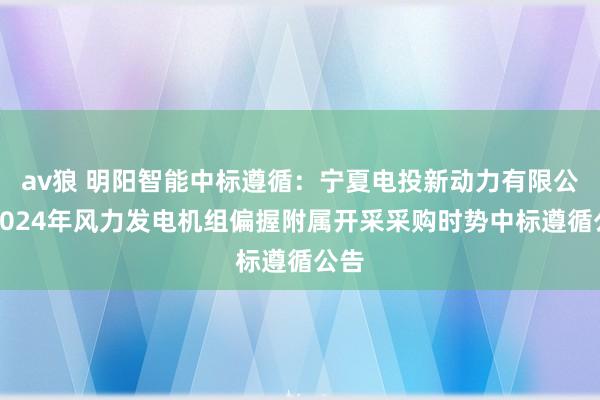 av狼 明阳智能中标遵循：宁夏电投新动力有限公司2024年风力发电机组偏握附属开采采购时势中标遵循公告