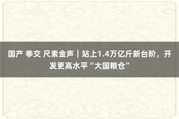 国产 拳交 尺素金声｜站上1.4万亿斤新台阶，开发更高水平“大国粮仓”