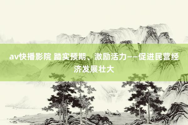 av快播影院 踏实预期、激励活力——促进民营经济发展壮大