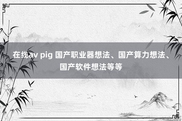 在线av pig 国产职业器想法、国产算力想法、国产软件想法等等