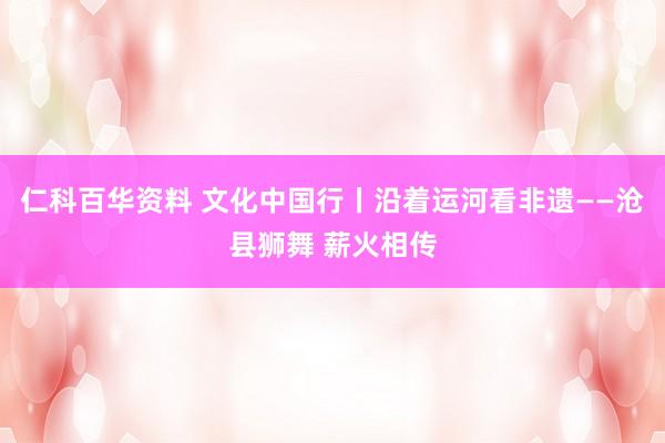 仁科百华资料 文化中国行丨沿着运河看非遗——沧县狮舞 薪火相传