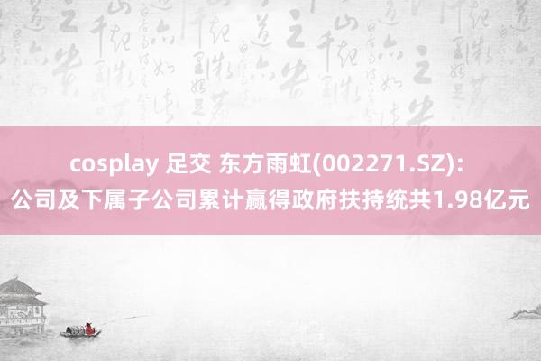 cosplay 足交 东方雨虹(002271.SZ): 公司及下属子公司累计赢得政府扶持统共1.98亿元