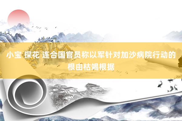 小宝 探花 连合国官员称以军针对加沙病院行动的根由枯竭根据