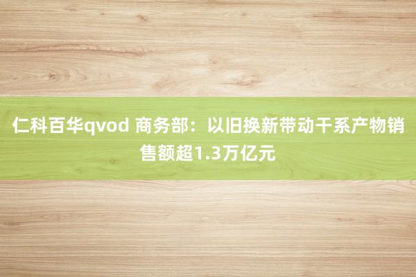 仁科百华qvod 商务部：以旧换新带动干系产物销售额超1.3万亿元