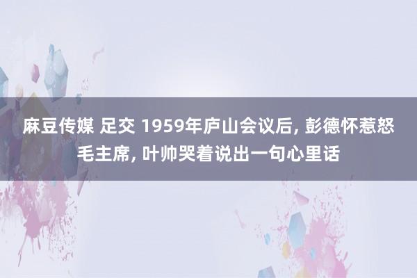 麻豆传媒 足交 1959年庐山会议后， 彭德怀惹怒毛主席， 叶帅哭着说出一句心里话