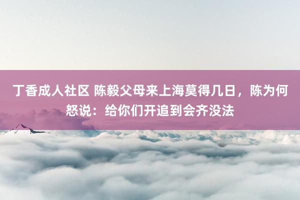 丁香成人社区 陈毅父母来上海莫得几日，陈为何怒说：给你们开追到会齐没法