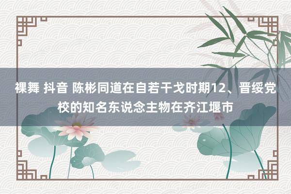 裸舞 抖音 陈彬同道在自若干戈时期12、晋绥党校的知名东说念主物在齐江堰市